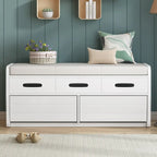 Nestfair Rustic Storage Bench with 2 Drawers, Hidden Storage Space, and 3 False Drawers at the Top
