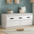 Nestfair Rustic Storage Bench with 2 Drawers, Hidden Storage Space, and 3 False Drawers at the Top