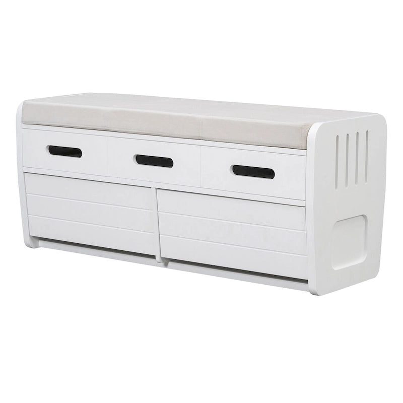 Nestfair Rustic Storage Bench with 2 Drawers, Hidden Storage Space, and 3 False Drawers at the Top