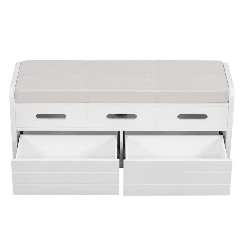 Nestfair Rustic Storage Bench with 2 Drawers, Hidden Storage Space, and 3 False Drawers at the Top