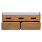 Nestfair Rustic Storage Bench with 2 Drawers, Hidden Storage Space, and 3 False Drawers at the Top
