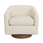 LUE BONA Modern Living Room Armchair Upholstered Wooden Barrel Swivel Accent Chair