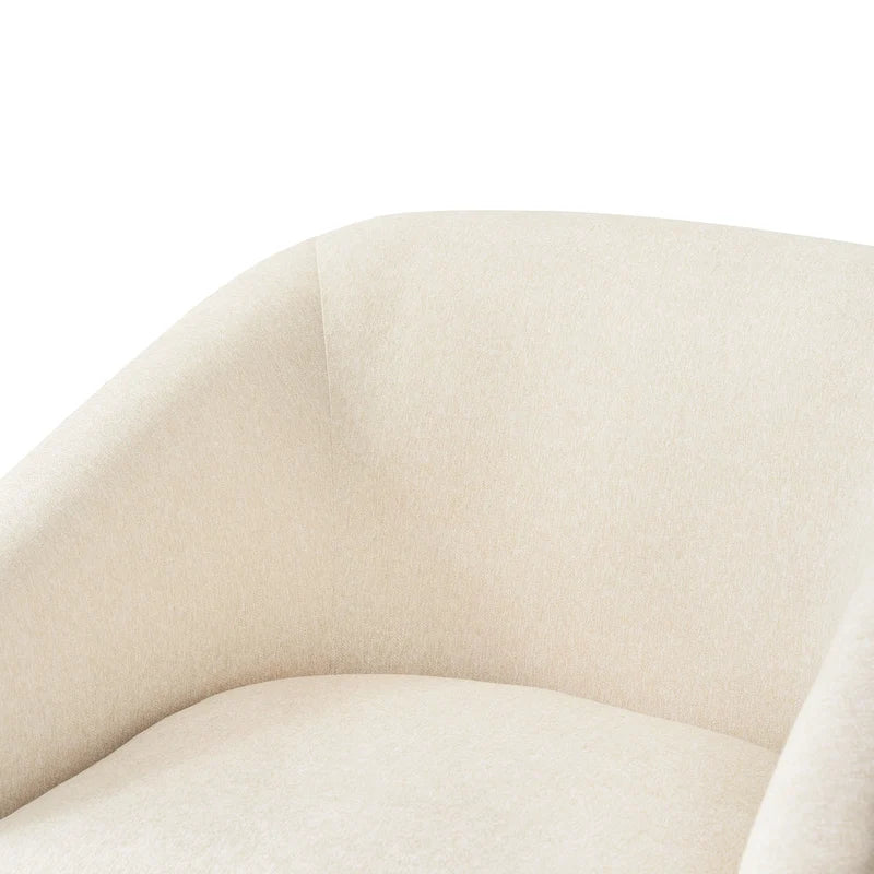 LUE BONA Modern Living Room Armchair Upholstered Wooden Barrel Swivel Accent Chair