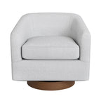 LUE BONA Modern Living Room Armchair Upholstered Wooden Barrel Swivel Accent Chair