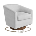 LUE BONA Modern Living Room Armchair Upholstered Wooden Barrel Swivel Accent Chair