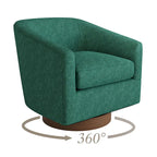 LUE BONA Modern Living Room Armchair Upholstered Wooden Barrel Swivel Accent Chair
