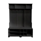 Hall Tree with Shoe Bench, Coat Rack ,Shoe Storage ,Storage Shelves and Pegboard, for Hallways, Halls and Bedrooms, Black