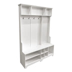 Hall Tree with Shoe Bench, Coat Rack ,Shoe Storage ,Storage Shelves and Pegboard, for Hallways, Halls and Bedrooms, Black