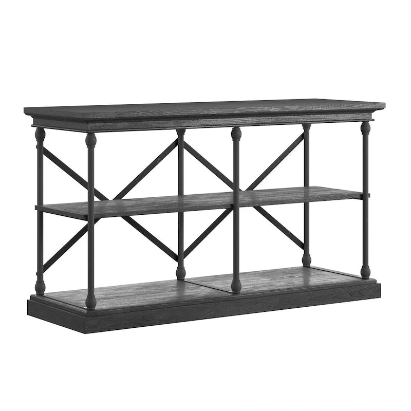 Barnstone Cornice Iron and Wood Entryway Console Table by iNSPIRE Q Artisan