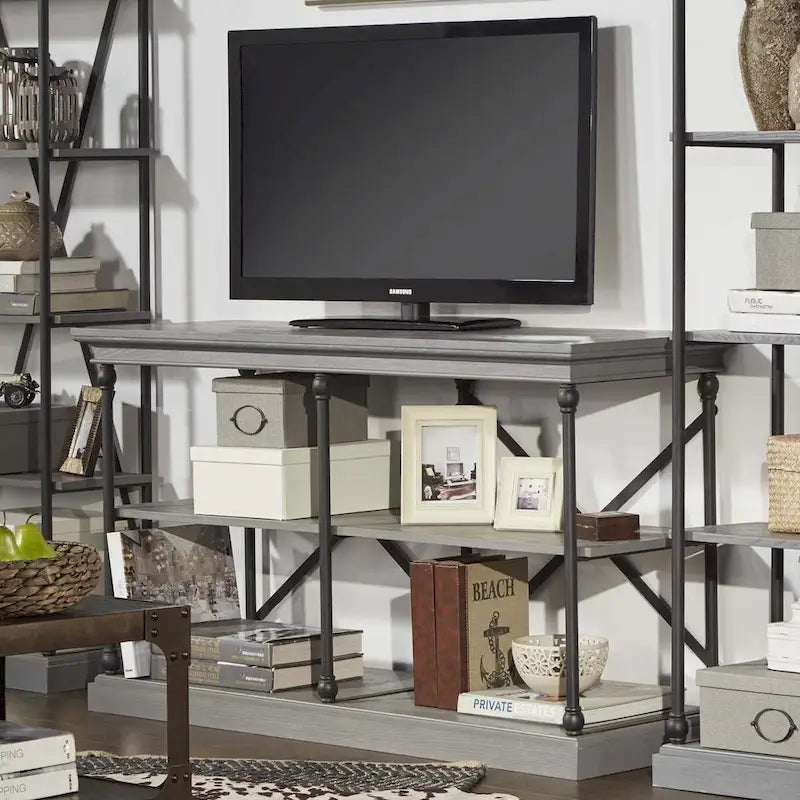 Barnstone Cornice Iron and Wood Entryway Console Table by iNSPIRE Q Artisan