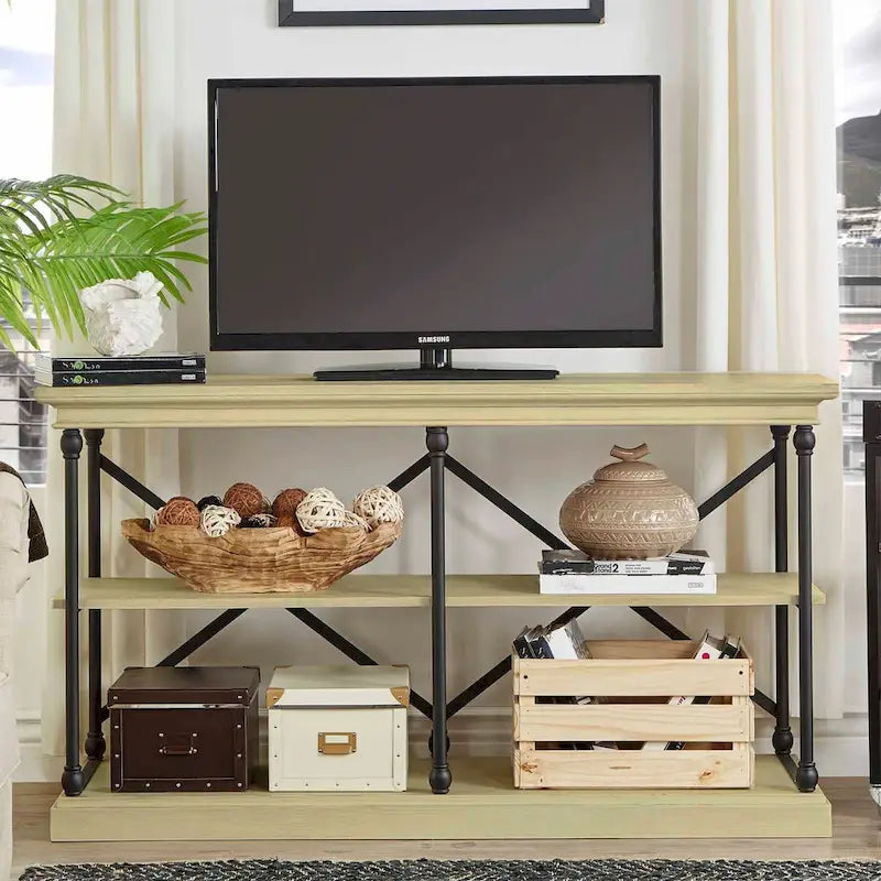 Barnstone Cornice Iron and Wood Entryway Console Table by iNSPIRE Q Artisan