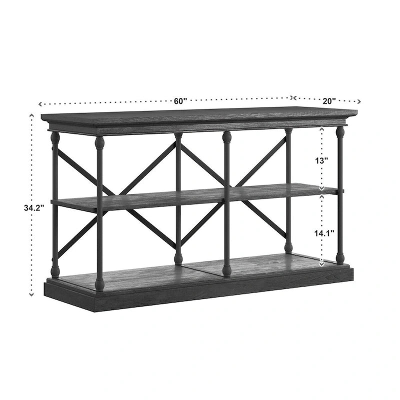 Barnstone Cornice Iron and Wood Entryway Console Table by iNSPIRE Q Artisan