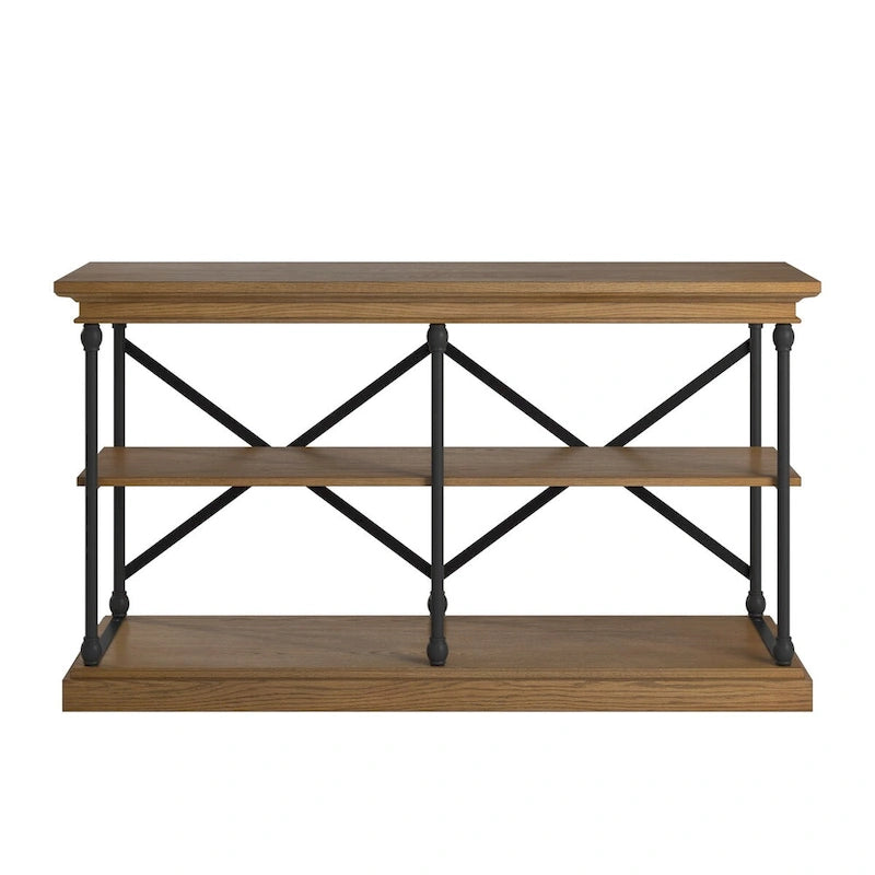 Barnstone Cornice Iron and Wood Entryway Console Table by iNSPIRE Q Artisan