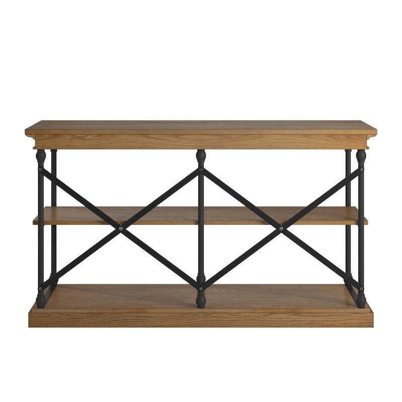 Barnstone Cornice Iron and Wood Entryway Console Table by iNSPIRE Q Artisan