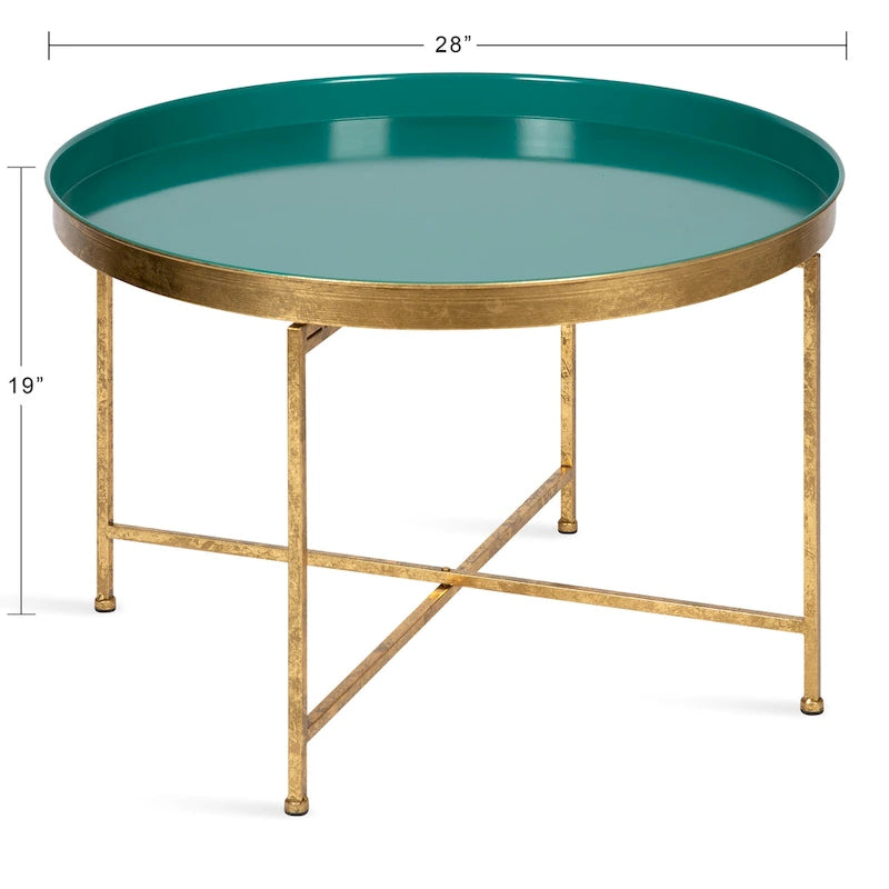 Kate and Laurel Celia Round Metal Coffee Table - 28.25x28.25x19