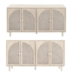 Storage Cabinet w/ 4 Rattan Door,Adjustable Shelves,Buffet Cabinet - 59.06Lx15.75Wx31.5H