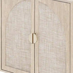 Storage Cabinet w/ 4 Rattan Door,Adjustable Shelves,Buffet Cabinet - 59.06Lx15.75Wx31.5H