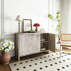 Farmhouse Style 3 Door Wooden Buffet Server Storage Cabinet
