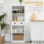 Freestanding Kitchen Storage Cabinet w/ Adjustable Shelves and Drawers - N/A