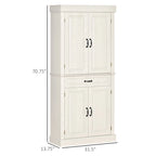 Freestanding Kitchen Pantry with 4 Doors and 2 Large Cabinets