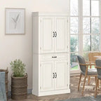 Freestanding Kitchen Pantry with 4 Doors and 2 Large Cabinets