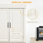 Freestanding Kitchen Pantry with 4 Doors and 2 Large Cabinets