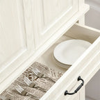 Freestanding Kitchen Pantry with 4 Doors and 2 Large Cabinets