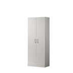 60 Tall White Double Door Cabinet, Freestanding Cupboard Closet Storage Organizer with 4 Tier Shelves