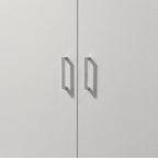 60 Tall White Double Door Cabinet, Freestanding Cupboard Closet Storage Organizer with 4 Tier Shelves