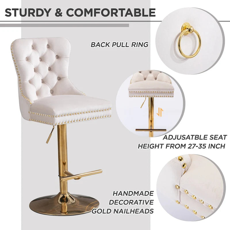 Modern Upholstered Adjusatble Thick Swivel Counter Barstools