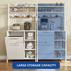 Moasis 6 Tier Kitchen Bakers Rack with Storage Shelves, Kitchen Organizer with Trash Can Bin Cabinet
