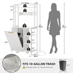 Moasis 6 Tier Kitchen Bakers Rack with Storage Shelves, Kitchen Organizer with Trash Can Bin Cabinet