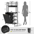 Moasis 6 Tier Kitchen Bakers Rack with Storage Shelves, Kitchen Organizer with Trash Can Bin Cabinet