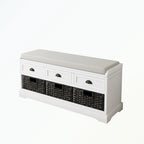 Wood Storage Bench with 3 Drawers and 3 Baskets