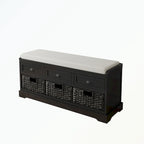 Wood Storage Bench with 3 Drawers and 3 Baskets