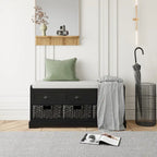 Wood Storage Bench with 3 Drawers and 3 Baskets