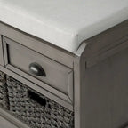 Wood Storage Bench with 3 Drawers and 3 Baskets