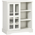 HOMCOM Modern Buffet Cabinet, Kitchen Sideboard with Wine Racks, Sliding Glass Door, Storage Shelves for Living Room
