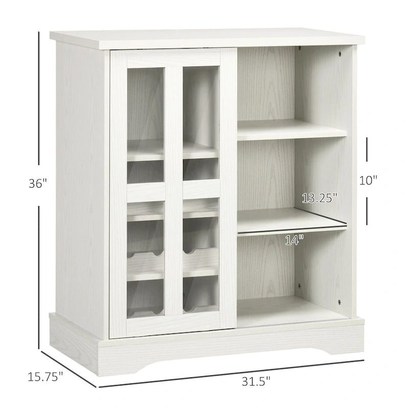 HOMCOM Modern Buffet Cabinet, Kitchen Sideboard with Wine Racks, Sliding Glass Door, Storage Shelves for Living Room