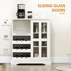 HOMCOM Modern Buffet Cabinet, Kitchen Sideboard with Wine Racks, Sliding Glass Door, Storage Shelves for Living Room