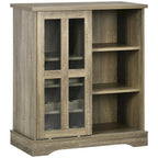 HOMCOM Modern Buffet Cabinet, Kitchen Sideboard with Wine Racks, Sliding Glass Door, Storage Shelves for Living Room