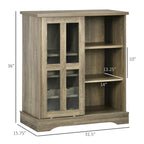 HOMCOM Modern Buffet Cabinet, Kitchen Sideboard with Wine Racks, Sliding Glass Door, Storage Shelves for Living Room