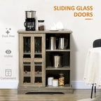 HOMCOM Modern Buffet Cabinet, Kitchen Sideboard with Wine Racks, Sliding Glass Door, Storage Shelves for Living Room