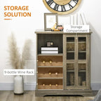 HOMCOM Modern Buffet Cabinet, Kitchen Sideboard with Wine Racks, Sliding Glass Door, Storage Shelves for Living Room
