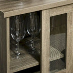HOMCOM Modern Buffet Cabinet, Kitchen Sideboard with Wine Racks, Sliding Glass Door, Storage Shelves for Living Room