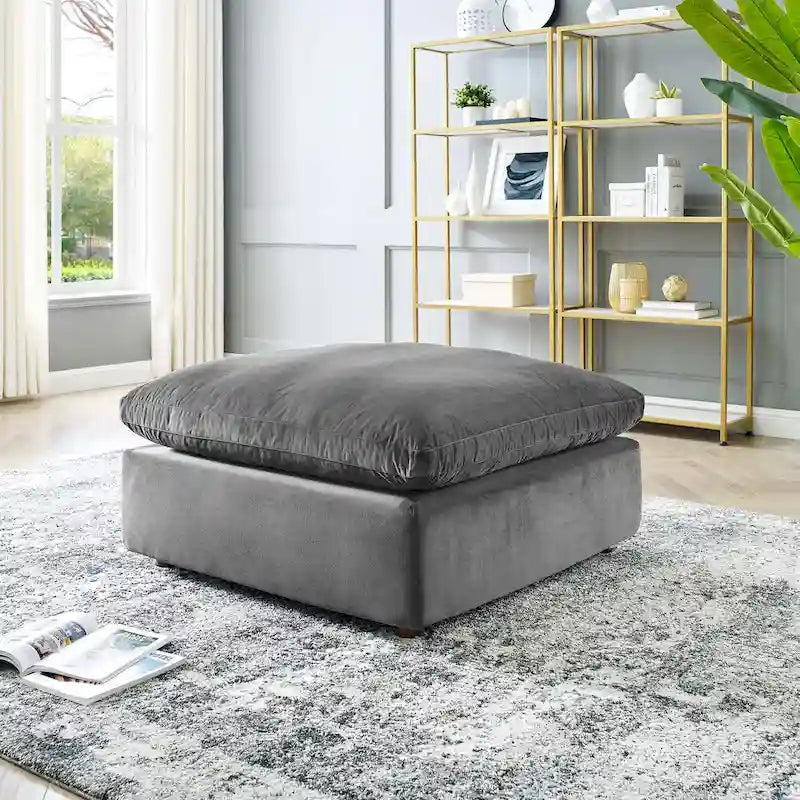 Commix Down Filled Overstuffed Performance Velvet Ottoman