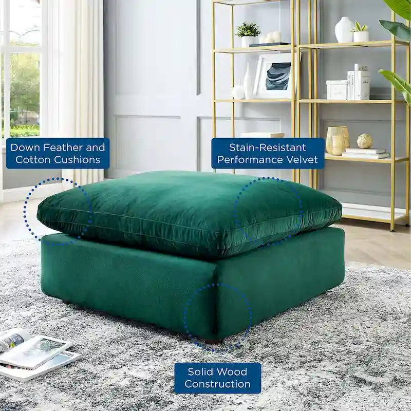 Commix Down Filled Overstuffed Performance Velvet Ottoman