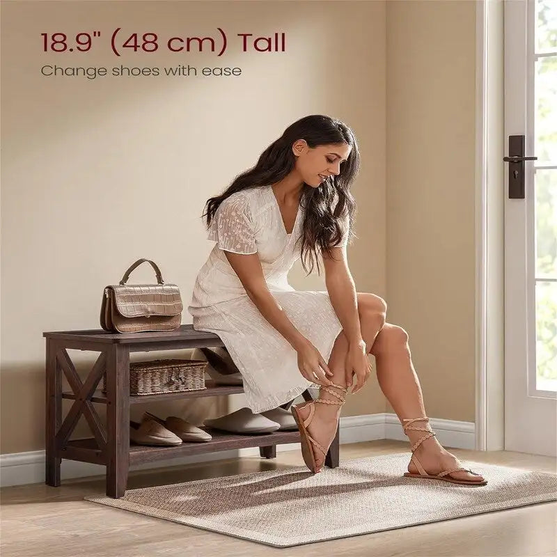 2-Tier Shoe Rack - 11.8D x 31.5W x 18.9H