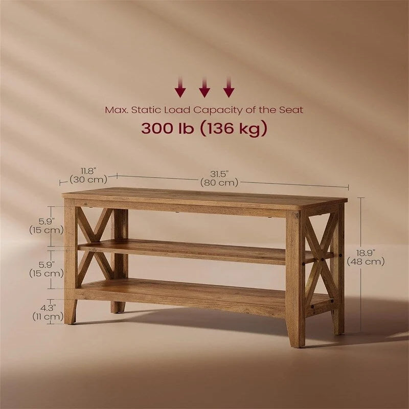 2-Tier Shoe Rack - 11.8D x 31.5W x 18.9H