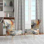Designart  Marble Serenity Colorful Gray Watercolor Waves I  Upholstered Abstract Shapes Accent Chair and Modern Arm Chair
